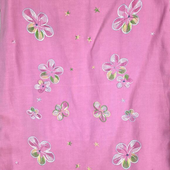 Vintage Silk Linen 8 Dress 10 Blazer Set Pink Pastel Embroidered Coquette Floral - Picture 3 of 16